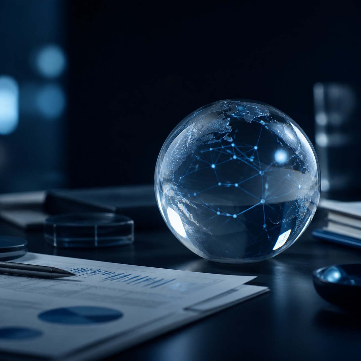 Globus med forbundne markeder og analytisk evidens